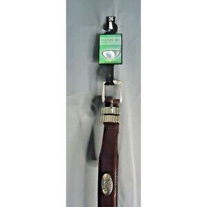 Danbury Golf Mens Club Top Grain Oiltan Brown Leather Belt Sz 36 AML3000